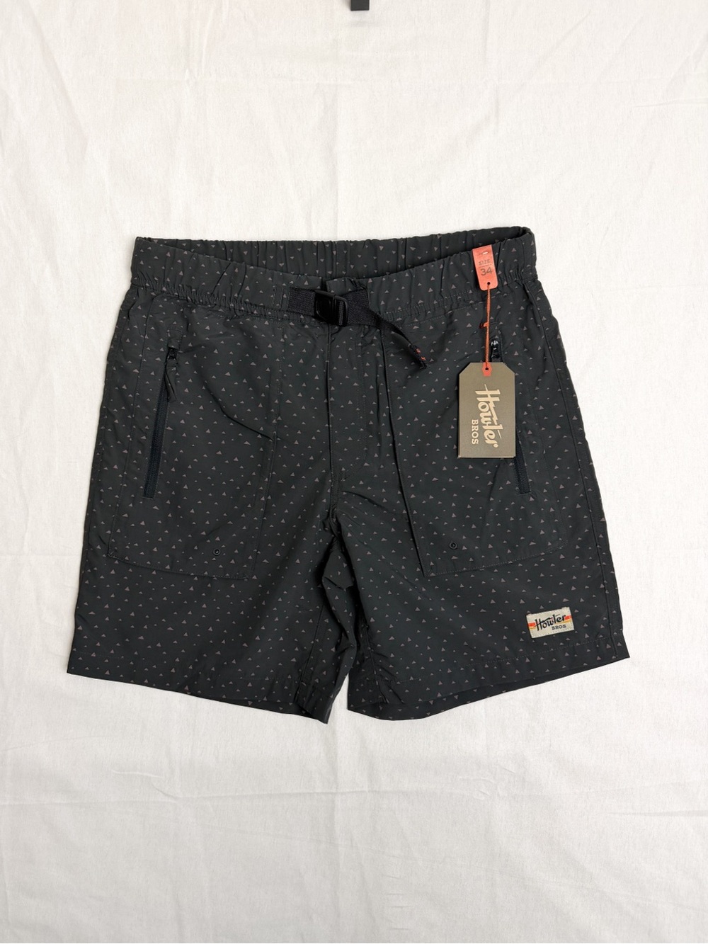 Howler Brothers Shorts Men 34 Gray Pedernales Packable Hybrid Belt Hiking Swim